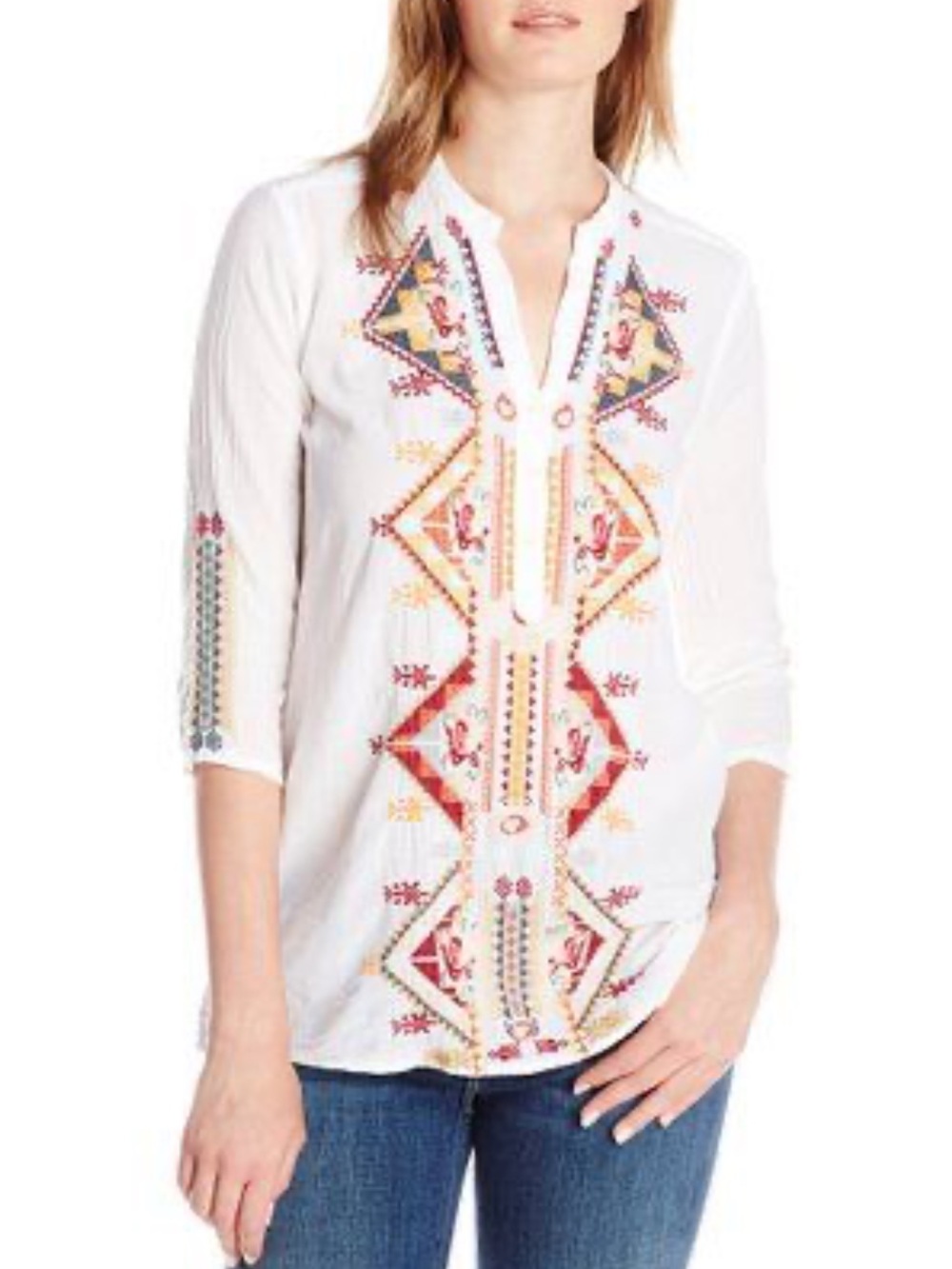 Johnny Was 3J Workshop Embroidered Isadora Tunic Top Women’s Sz L